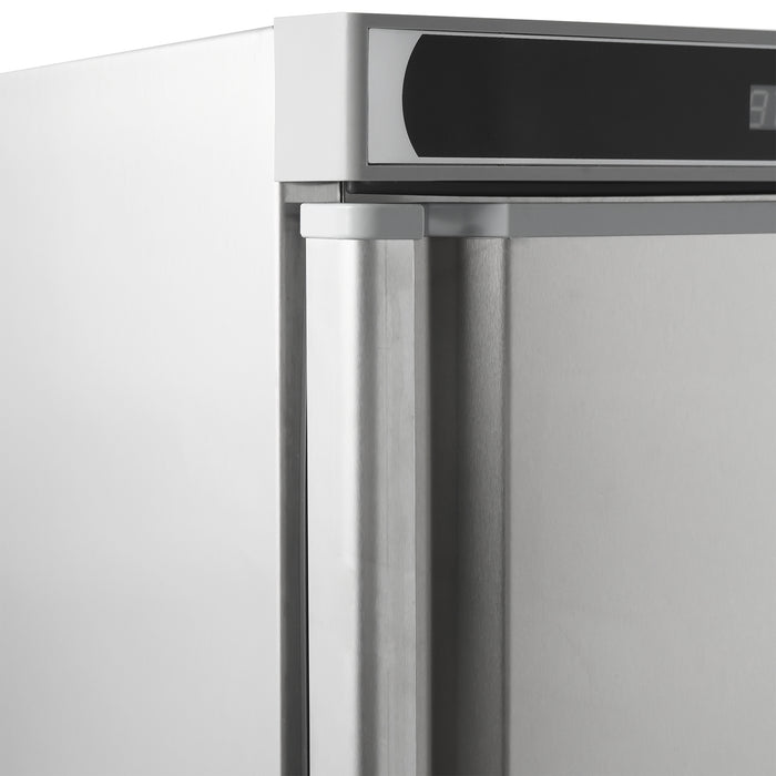 Stainless steel single door tabletop refrigerator with right-hand hinge door view 5