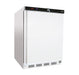 White painted steel single door countertop refrigerator with right-hinged door