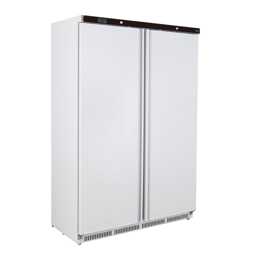 White two door commercial standing refrigerator with digital display