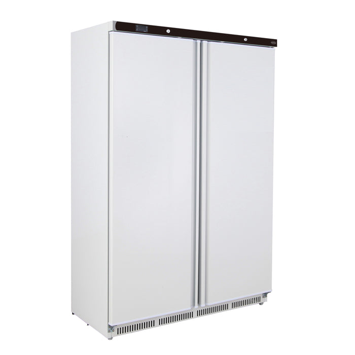 White two door commercial standing refrigerator with digital display