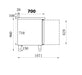 Stainless steel two door refrigerated counter with upstand and solid doors view 3