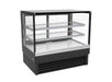 Combisteel black upright display cooler with straight glass front and stainless steel top