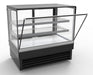 Combisteel black upright display cooler with straight glass front and stainless steel top view 2