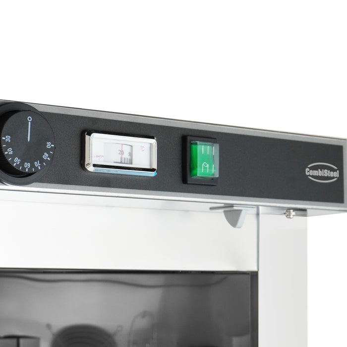 Stainless steel mobile heated banquet trolley with single door and GN pan guides. view 5