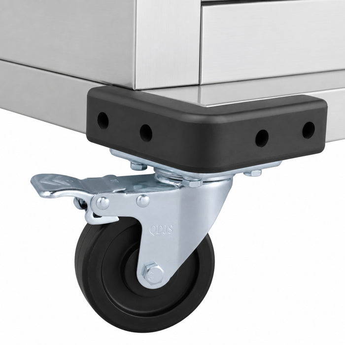 Stainless steel mobile heated banquet trolley with single door and GN pan guides. view 4