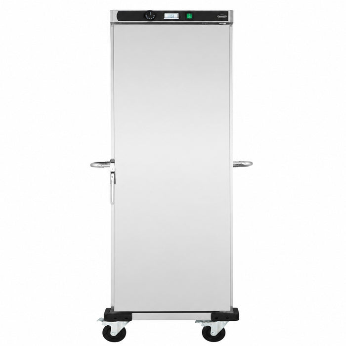Stainless steel mobile heated banquet trolley with single door and GN pan guides. view 3