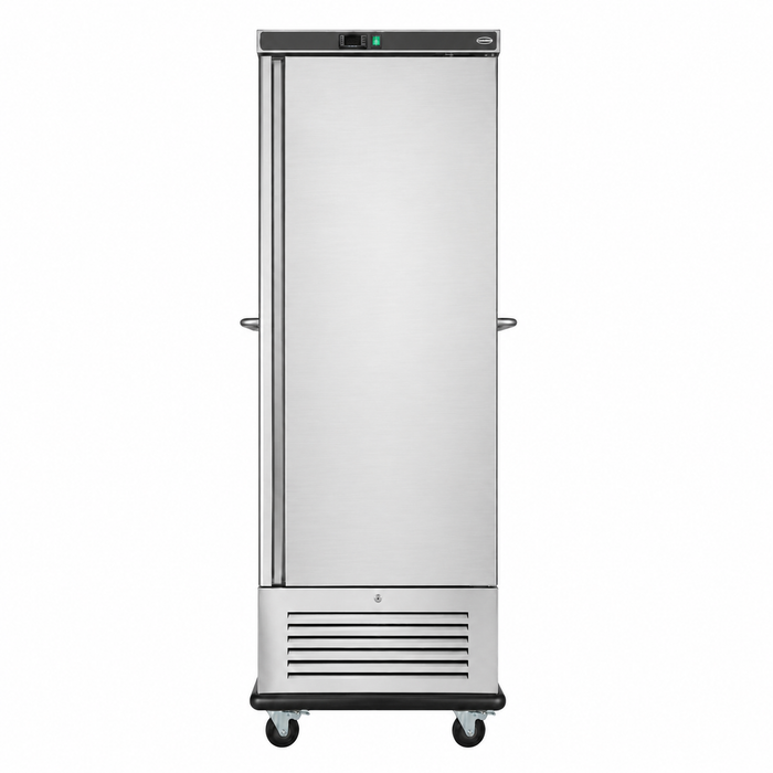 Tall stainless steel banquet trolley with single door and interior guide rails for gastronorm trays view 3