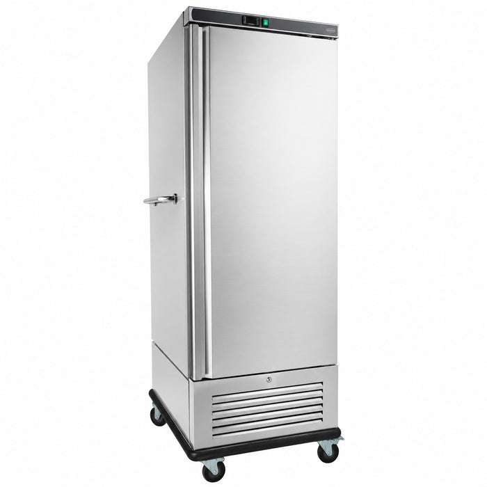 Stainless steel mobile refrigerated banquet trolley with single door and digital temperature display