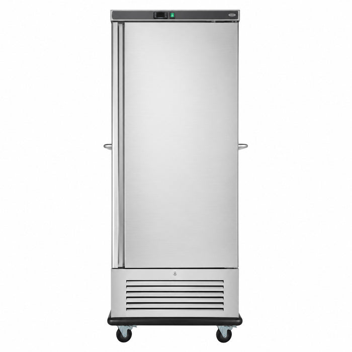Stainless steel mobile refrigerated banquet trolley with single door and digital temperature display view 3