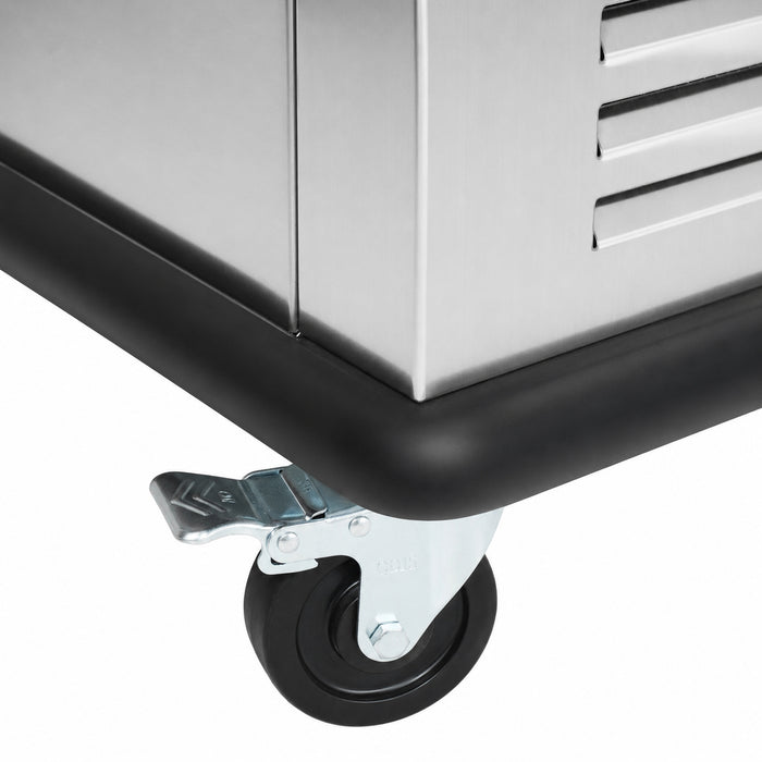 Stainless steel mobile refrigerated banquet trolley with single door and digital temperature display view 4
