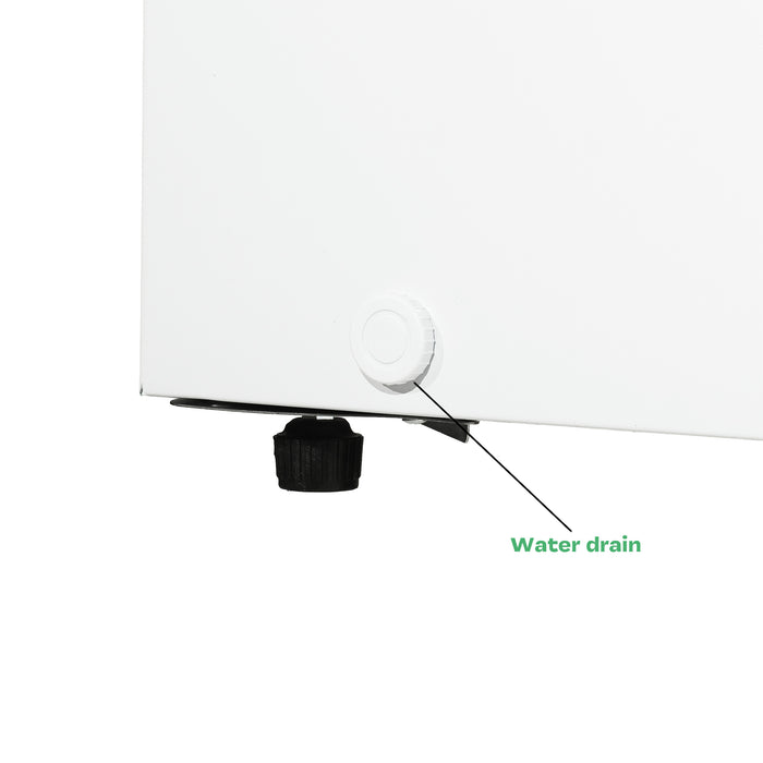 White painted steel chest freezer with stainless steel lid and manual defrost view 6