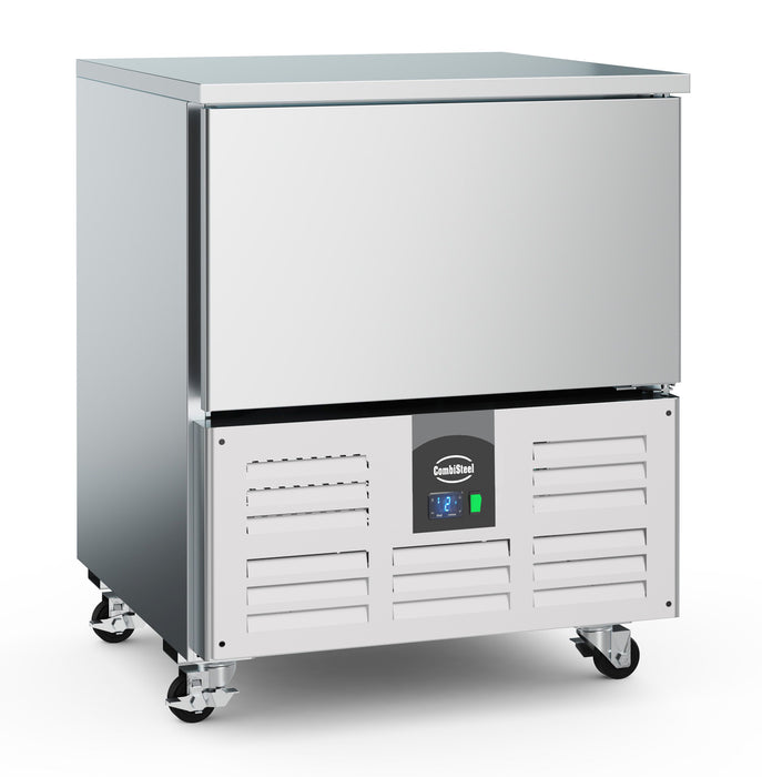 Stainless steel blast chiller cabinet with right-hinged door and five GN tray capacity