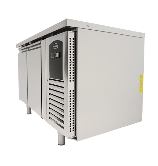 Stainless steel 2 door refrigerated prep counter with digital temperature display view 2