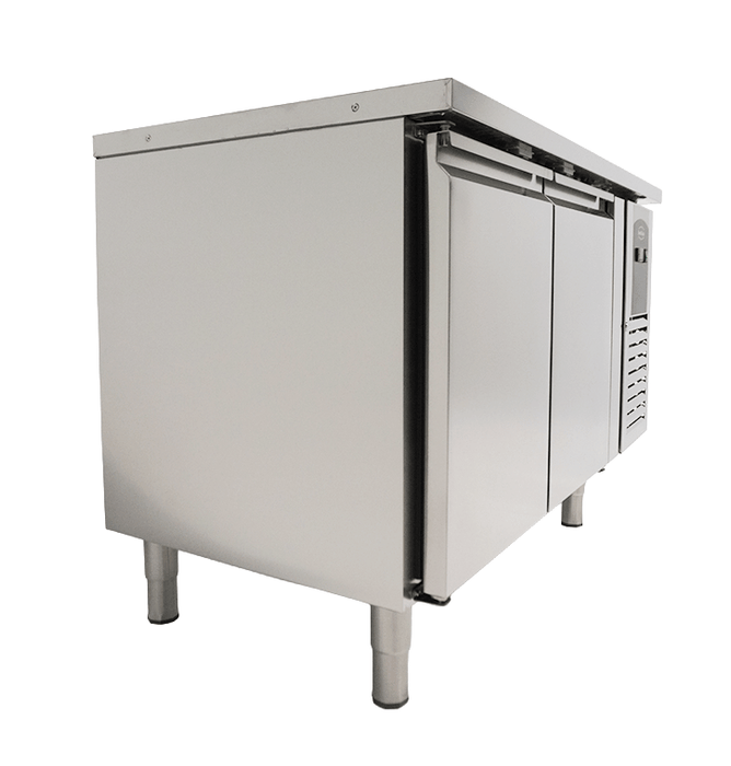 Stainless steel 2 door refrigerated prep counter with digital temperature display view 3