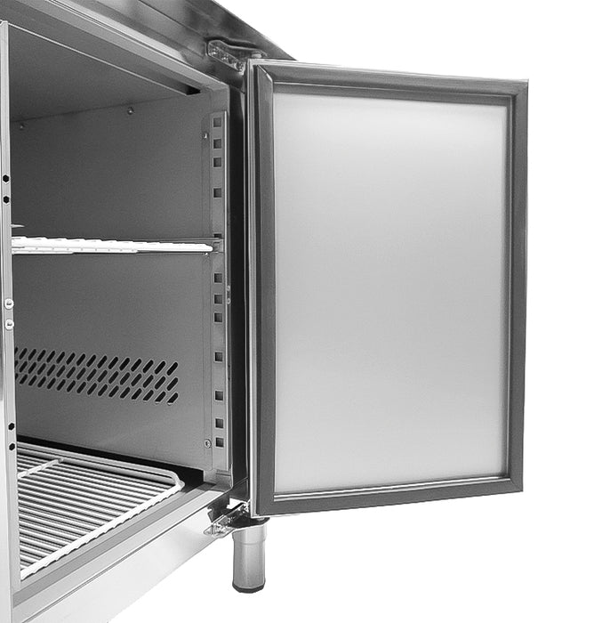 Stainless steel refrigerated counter with 3 doors and 2 drawers, Energy Line range view 5