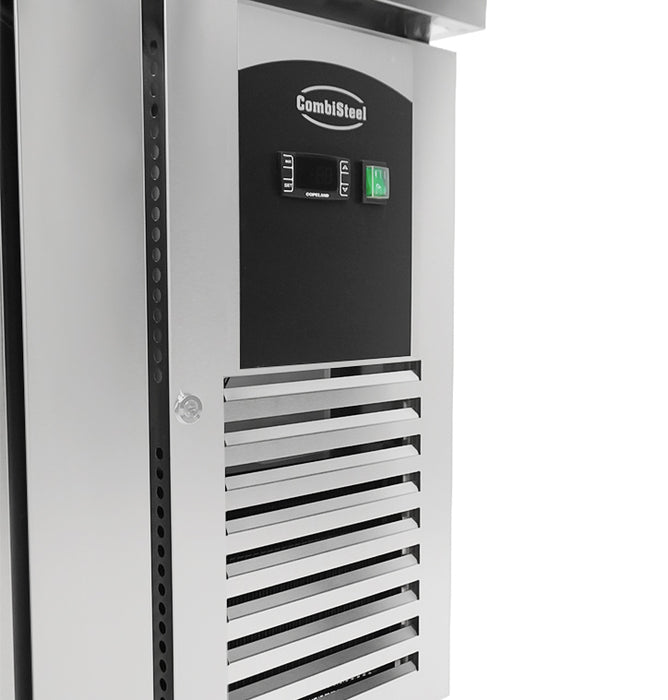 Stainless steel 2 door refrigerated prep counter with digital temperature display view 6
