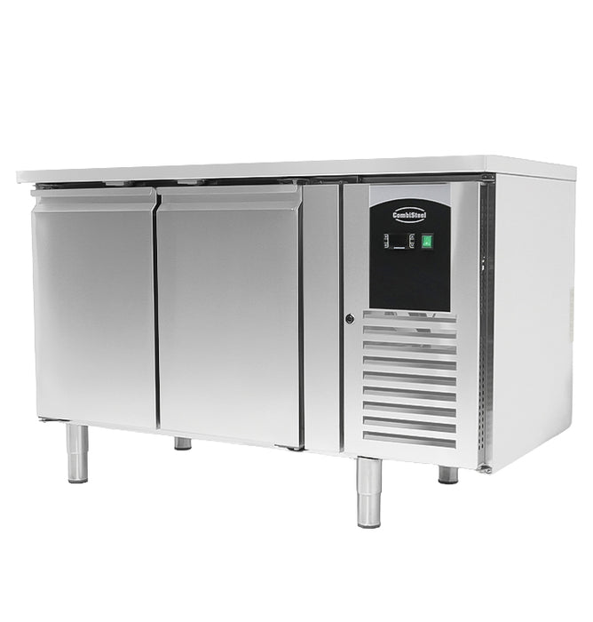 Stainless steel 2 door refrigerated prep counter with digital temperature display view 7