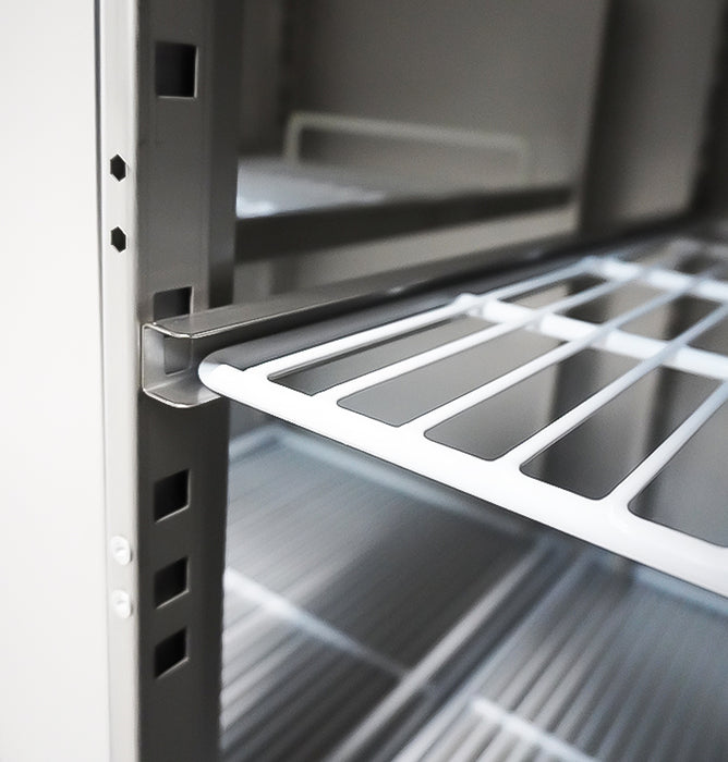 Stainless steel refrigerated counter with 3 doors and 2 drawers, Energy Line range view 4