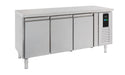 Stainless steel three-door counter refrigerator with digital temperature display