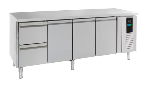 Stainless steel refrigerated counter with 3 doors and 2 drawers, Energy Line range