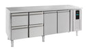 Stainless steel refrigerated counter with 2 doors and 4 drawers, 2230mm wide