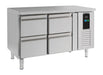 Stainless steel four drawer undercounter refrigerator with digital temperature display