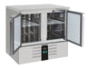 Stainless steel two door refrigerated counter with digital temperature display view 3