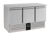 Stainless steel three door refrigerated prep counter with digital display