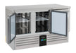 Stainless steel three door refrigerated prep counter with digital display view 2