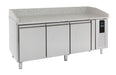 Stainless steel 3-door pizza prep counter with digital display