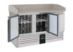 Stainless steel three door pizza prep counter with digital temperature display view 2