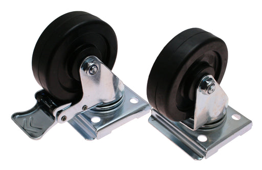 Four stainless steel castors with two brake wheels and two standard wheels for GN Serie equipment