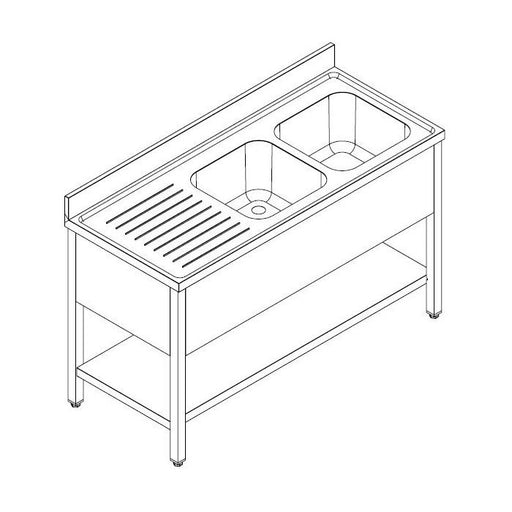 Combisteel 600 Sink Unit Shelf Flat Packed 2 Right 2000
