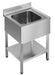Stainless steel sink unit with bottom shelf, 700mm wide, drain pipe and overflow.