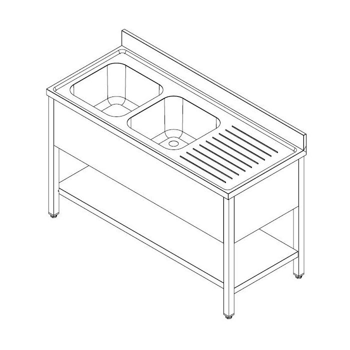 Combisteel 700 Sink Unit Shelf Flat Packed 2 Left 1600
