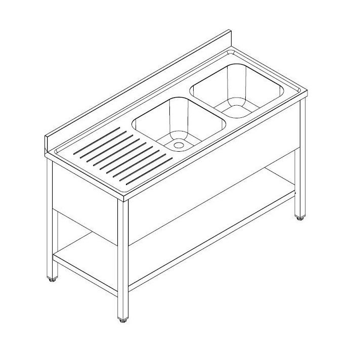 Combisteel 700 Sink Unit Shelf Flat Packed 2 Right 1600