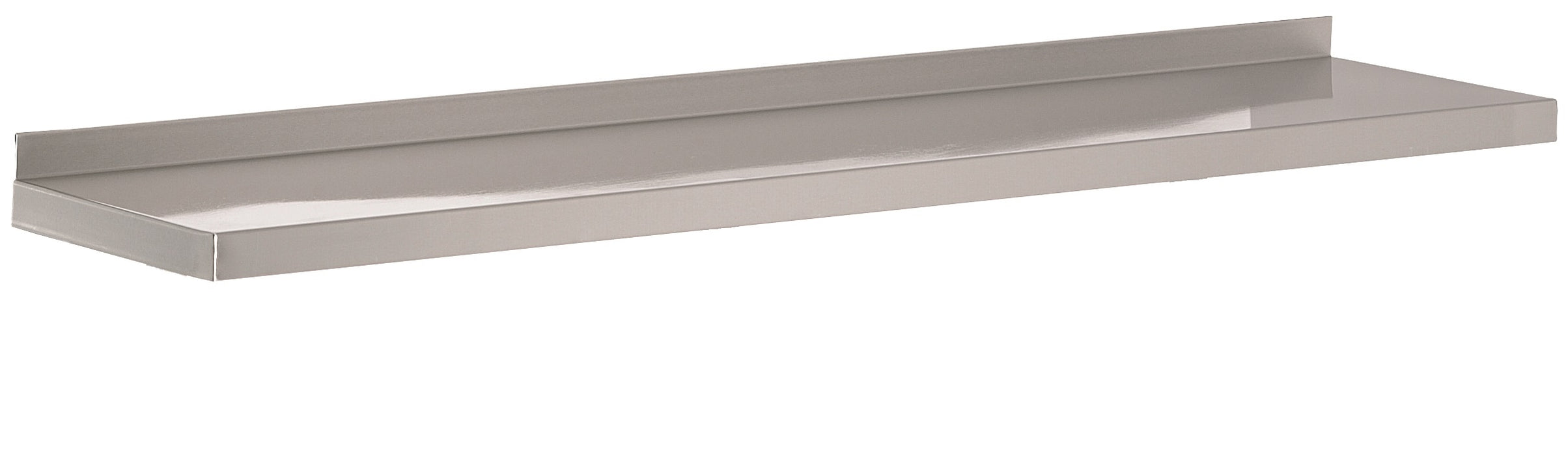 Stainless steel wall mounted shelf, 1000mm wide by 400mm deep.
