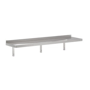 Stainless steel wall shelf with brackets, 1800mm wide, 300mm deep