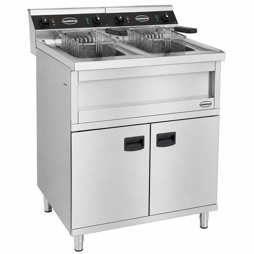Combisteel stainless steel electric fryer with two 12-litre frying baskets