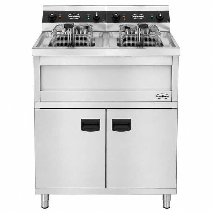 Combisteel stainless steel electric fryer with two 12-litre frying baskets view 2