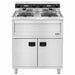 Stainless steel twin tank electric fryer with two 12 litre fry pots and drain valves view 2