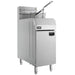 Stainless steel freestanding gas fryer with three burners and two frying baskets view 2