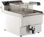 Stainless steel countertop electric fryer with single basket and drain valve
