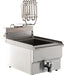 Stainless steel countertop electric fryer with single basket and drain valve view 3