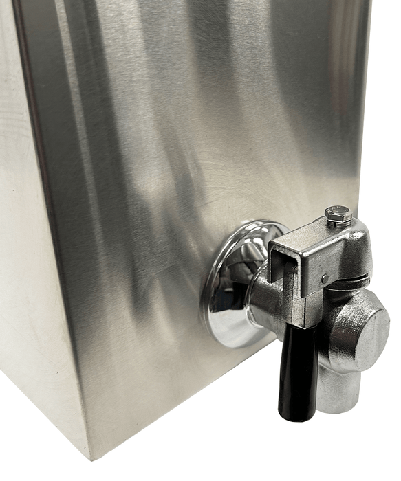 Stainless steel tabletop electric fryer with single basket and control knob view 3