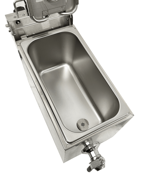 Stainless steel tabletop electric fryer with single basket and control knob view 2