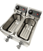 Stainless steel tabletop electric fryer with two separate frying baskets and control knobs view 6