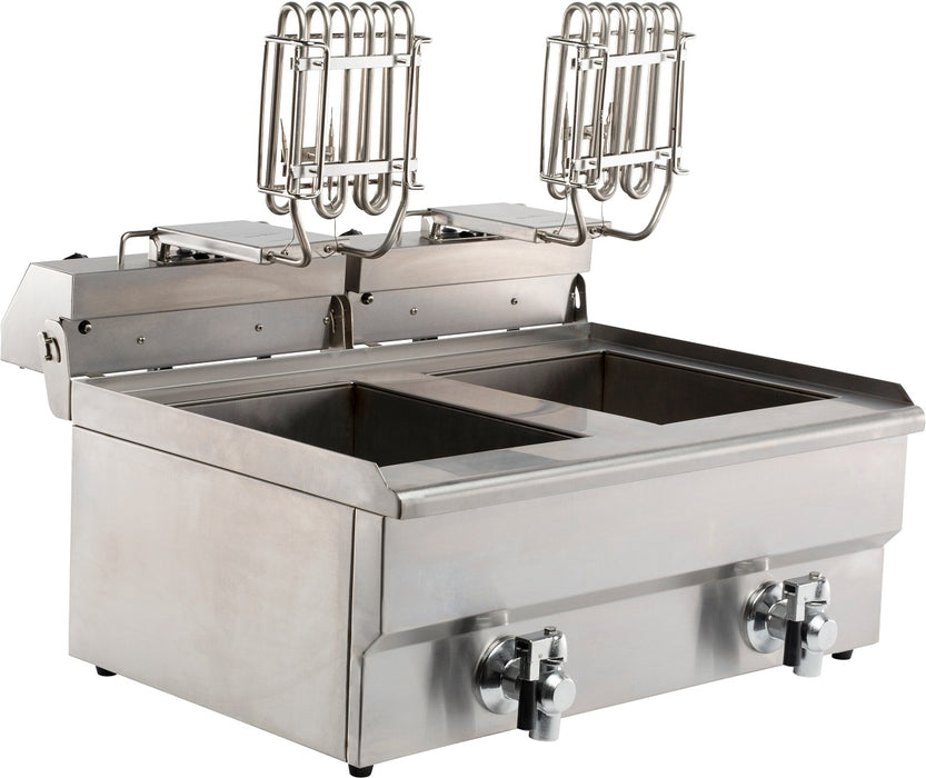 Stainless steel dual-basket electric counter fryer, tabletop model view 3