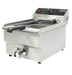 Stainless steel tabletop electric fryer with single 10 litre frying basket and drain valve view 2