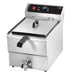 Stainless steel tabletop electric fryer with single 10 litre frying basket and drain valve